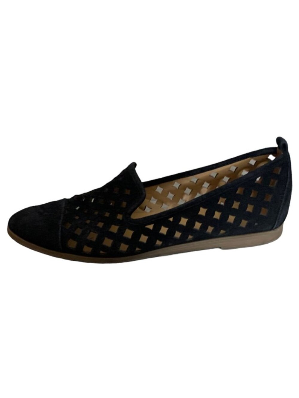 FRANCO SARTO Black Suede Cutout Accent "Famous" Closed Toe Flat Loafers Size 7M - Picture 3 of 9